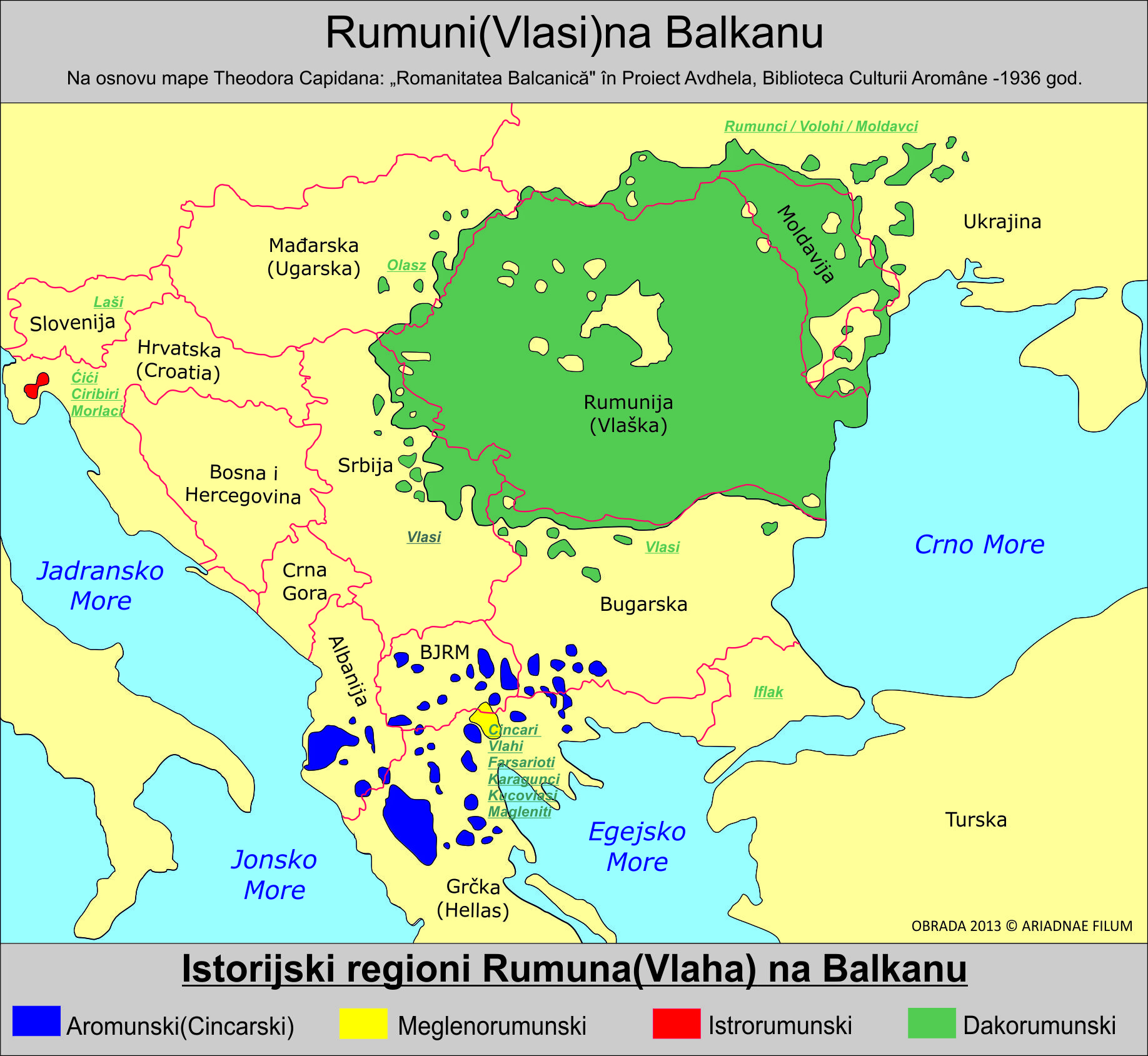 Rumuni(Vlasi) na Balkanu Mapa